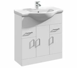 Nuie Mayford Gloss White 3 Door And 2 Drawer Vanity Unit And Basin