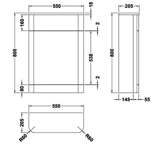 Nuie Parade 550 X 205mm Back-To-Wall WC Furniture Unit 3 Nuie Parade 550 X 205mm Back-To-Wall WC Furniture Unit - Image 3