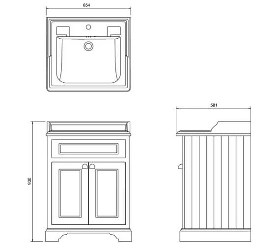 Burlington 650mm Freestanding Two Door Vanity Unit 3 Burlington 650mm Freestanding Two Door Vanity Unit - Image 3