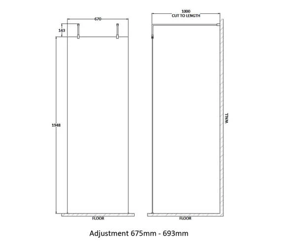 Hudson Reed Black Wetroom Shower Screen With Arms And Feet 2 Hudson Reed Black Wetroom Shower Screen With Arms And Feet - Image 2