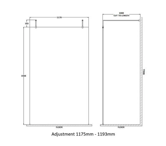 Hudson Reed Black Wetroom Shower Screen With Arms And Feet 12 Hudson Reed Black Wetroom Shower Screen With Arms And Feet - Image 12