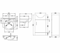Nuie Mayford 450mm Wide Floor Standing White Cabinet With Basin -UK Bathroom Products Sales 2024 M700 2023 6 7 7 47 36 667