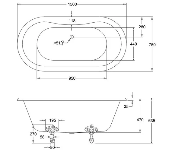 Burlington Windsor White Freestanding Double Ended Bath 4 Burlington Windsor White Freestanding Double Ended Bath - Image 4