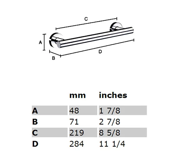 Smedbo Home 284mm Grab Bar 3 Smedbo Home 284mm Grab Bar - Image 3