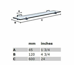 Smedbo House 600mm Frosted Glass Bathroom Shelf -UK Bathroom Products Sales 2024 QS S173 2 mn
