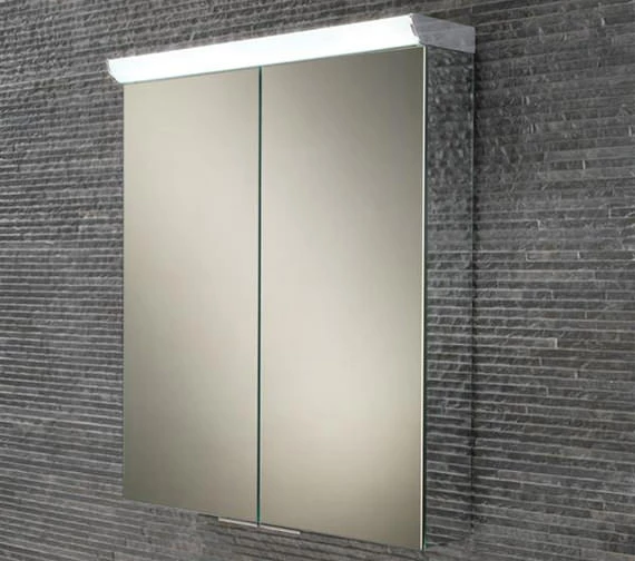 HIB Flare Double Door LED Top Illuminated Mirror Cabinet 600 X 700mm 1 HIB Flare Double Door LED Top Illuminated Mirror Cabinet 600 X 700mm
