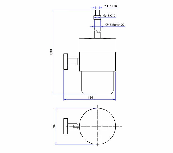Crosswater Zeya Ceramic WC Brush Holder - ZE025C+ 3 Crosswater Zeya Ceramic WC Brush Holder - ZE025C+ - Image 3