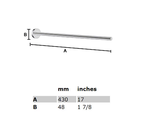 Smedbo Home 430mm Fixed Towel Rail 2 Smedbo Home 430mm Fixed Towel Rail - Image 2