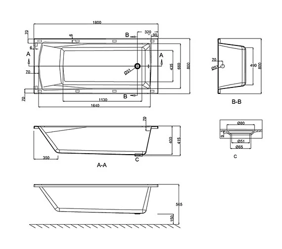Cleargreen Sustain Rectangular Single Ended White Bath 1800 X 800mm Square 3 Cleargreen Sustain Rectangular Single Ended White Bath 1800 X 800mm Square - Image 3