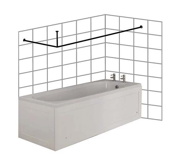 Croydex Premier Large L Shaped Chrome Shower Curtain Rod 3 Croydex Premier Large L Shaped Chrome Shower Curtain Rod - Image 3