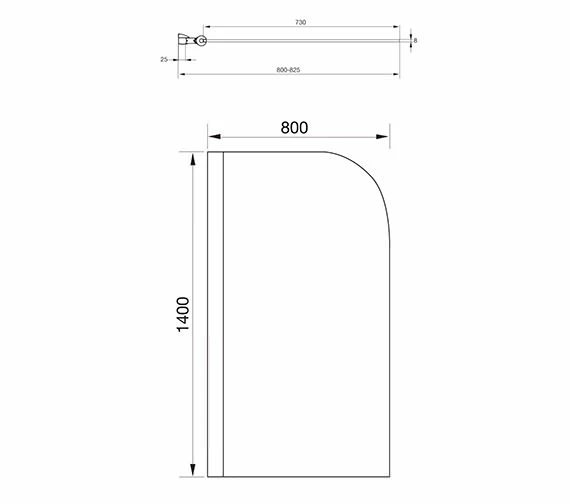 Aquadart Venturi 8 Round Edge 800 X 1400mm Bath Screen With Polished Silver Profile 2 Aquadart Venturi 8 Round Edge 800 X 1400mm Bath Screen With Polished Silver Profile - Image 2