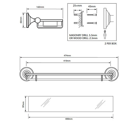 Heritage Clifton Glass Shelf Chrome 3 Heritage Clifton Glass Shelf Chrome - Image 3