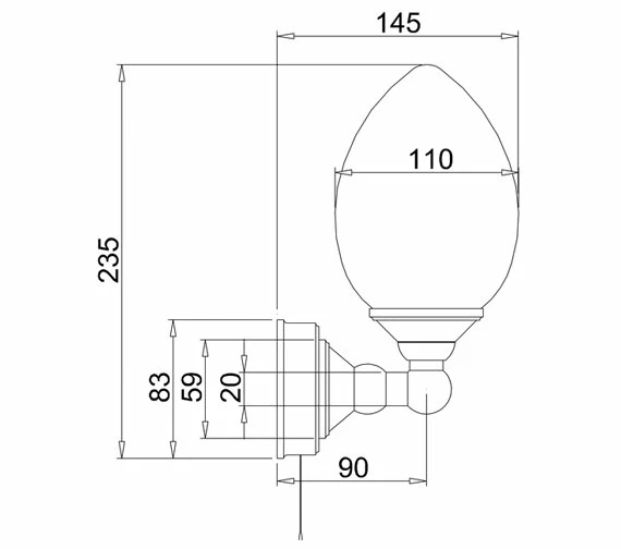 Burlington Edwardian Single Eliptical Light With Pull Cord - T52 2 Burlington Edwardian Single Eliptical Light With Pull Cord - T52 - Image 2