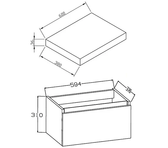 IMEX Echo 600mm Single Drawer Wall Mounted Unit And Worktop Gloss White - EC60WMWG 3 IMEX Echo 600mm Single Drawer Wall Mounted Unit And Worktop Gloss White - EC60WMWG - Image 3