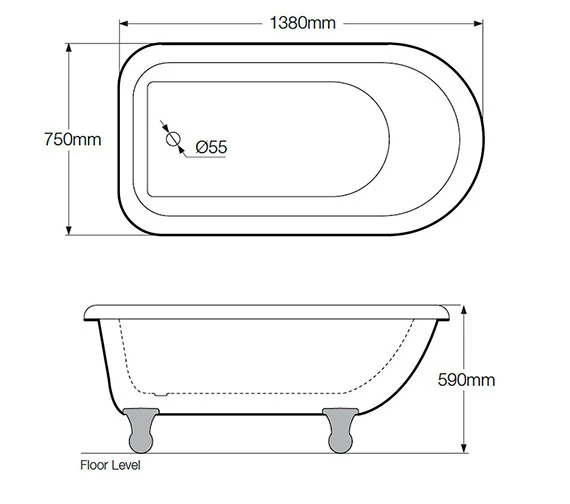 Royce Morgan Orlando Single Ended White Bath 1380 X 750mm With Feet 1 Royce Morgan Orlando Single Ended White Bath 1380 X 750mm With Feet