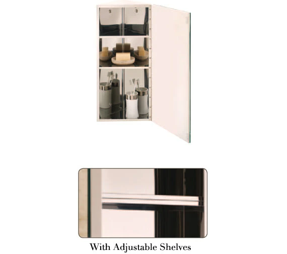 RAK Riva Stainless Steel Single Corner Cabinet With Mirrored Door 380 X 650mm 3 RAK Riva Stainless Steel Single Corner Cabinet With Mirrored Door 380 X 650mm - Image 3