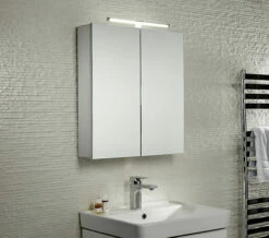 Tavistock Conduct Aluminium Double Door Mirror Cabinet With LED Light
